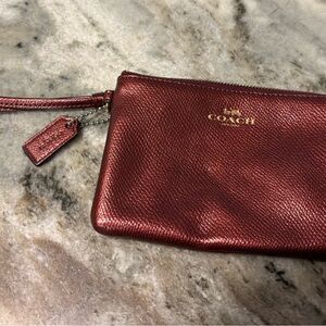 Coach Shimmering Burgundy Wristlet